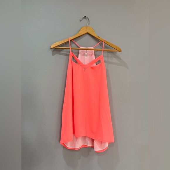 Neon Orange Express Cutout Strappy Tank Size S EUC - Picture 3 of 5